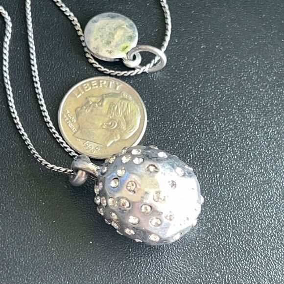 Antiqued Silver Layered Swarovski Crystals Statement Layered Pendant Necklace - Picture 8 of 8